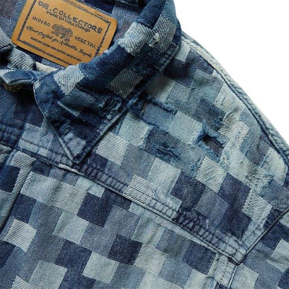 New Dr. Collectors 2020 Jacquard Denim Patched Jacket Size XL Y2K - Picture 4 of 9